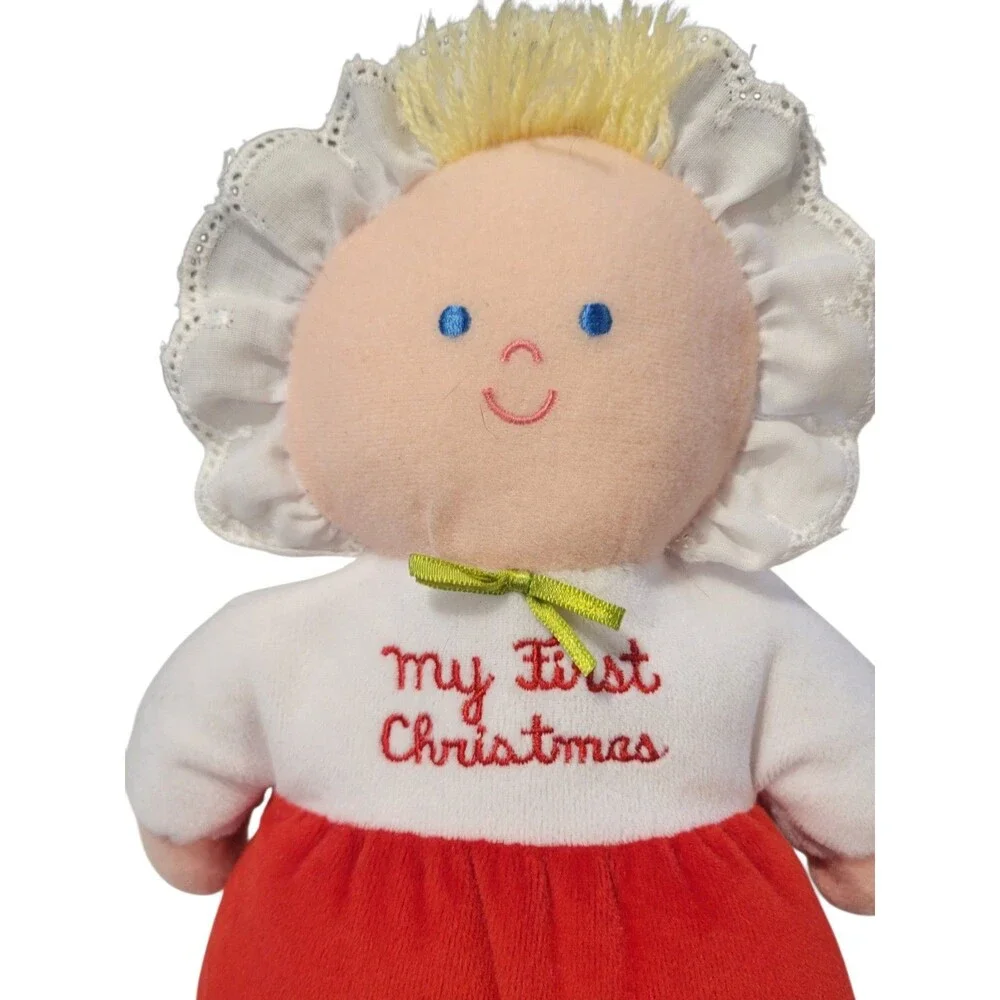 Vintage Eden Plush Red My First Christmas Blonde Hair & Blue Eyes Doll